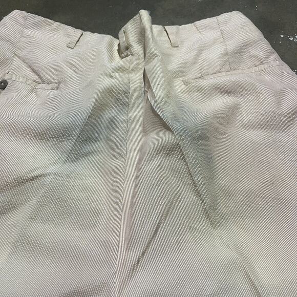 Vintage 60s Orange Seersucker Nylon Striped Pants 32x30 - Picture 5 of 7